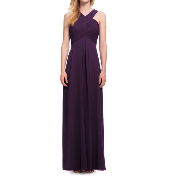 levkoff crisscross bodice chiffon gown